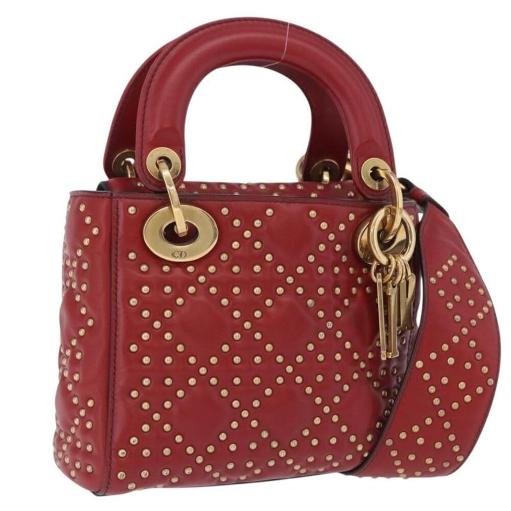 Christian Dior Lady Dior Red Leather Handbag